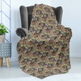 thumbnail image 4 of Abstract Soft Flannel Fleece Throw Blanket, Inspired Doodle Style Geometric Shapes Paisley Oriental Elements, Cozy Plush for Indoor and Outdoor Use, 70" x 90", Multicolor, by Ambesonne, 4 of 5