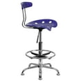 thumbnail image 3 of Tabouret de dessinateur en chrome et couleur bleue profonde vibrant avec siège tracteur, 3 of 9