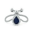 thumbnail image 2 of ANGARA Natural Pear-Shaped Sapphire Halo Bolo Ring in 14K White Gold for Women (Size-6x4mm) | September Birthstone, Birthday, Anniversary, Jewelry Gift for Women | Natural Blue Sapphire Ring, 2 of 9