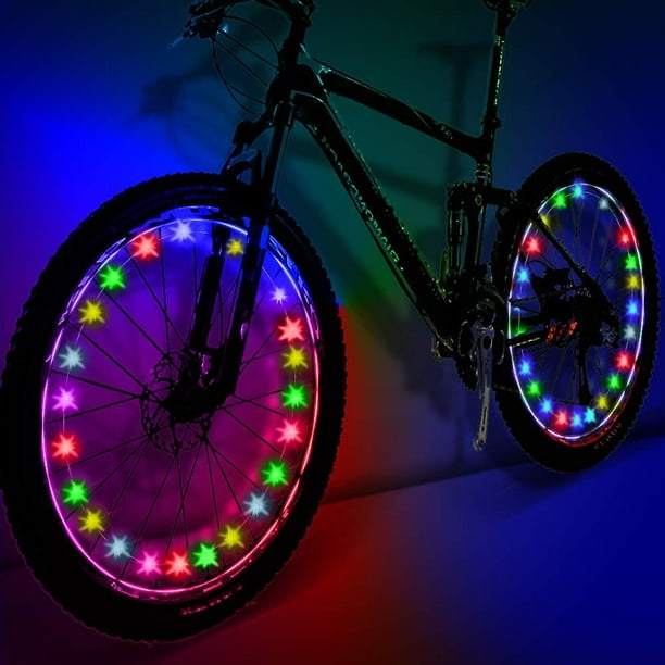 LED vélo roue lumière vélo avant moyeu arrière a parlé une lampe avec 7  couleurs 18 Modes Rechargeable enfants Balance vélo lumière 