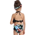 thumbnail image 4 of Arvbitana Family Matching 2Pcs Tankini Set Solid Color Ruffle Camisoles + Leaves Printed Panties Casual Monokini Bathing Suit Beachwear for Daughter  Mom, 4 of 10