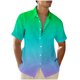thumbnail image 1 of Camisas de Manga Corta de Botón para Hombre, Blusa de Moda Casual de Impresión de Gradiente de Cuello de Vuelta Hecha de 95% Poliéster 5% Spandex para el Verano, Camisas de Verano para Hombre, 1 of 4