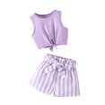 thumbnail image 4 of Two Piece Sets for Girls Shorts and Sleeveless Tank Tops Going-Out Outfits Toddlers Kids Cute Stripe Printed Vacation Travel Suits Set, 4 of 6