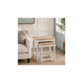 thumbnail image 3 of DecMode 22" x 24" White Mango Wood Handmade Intricately Carved Floral Accent Table with Carved Tabletops, 2-Pieces, 3 of 15