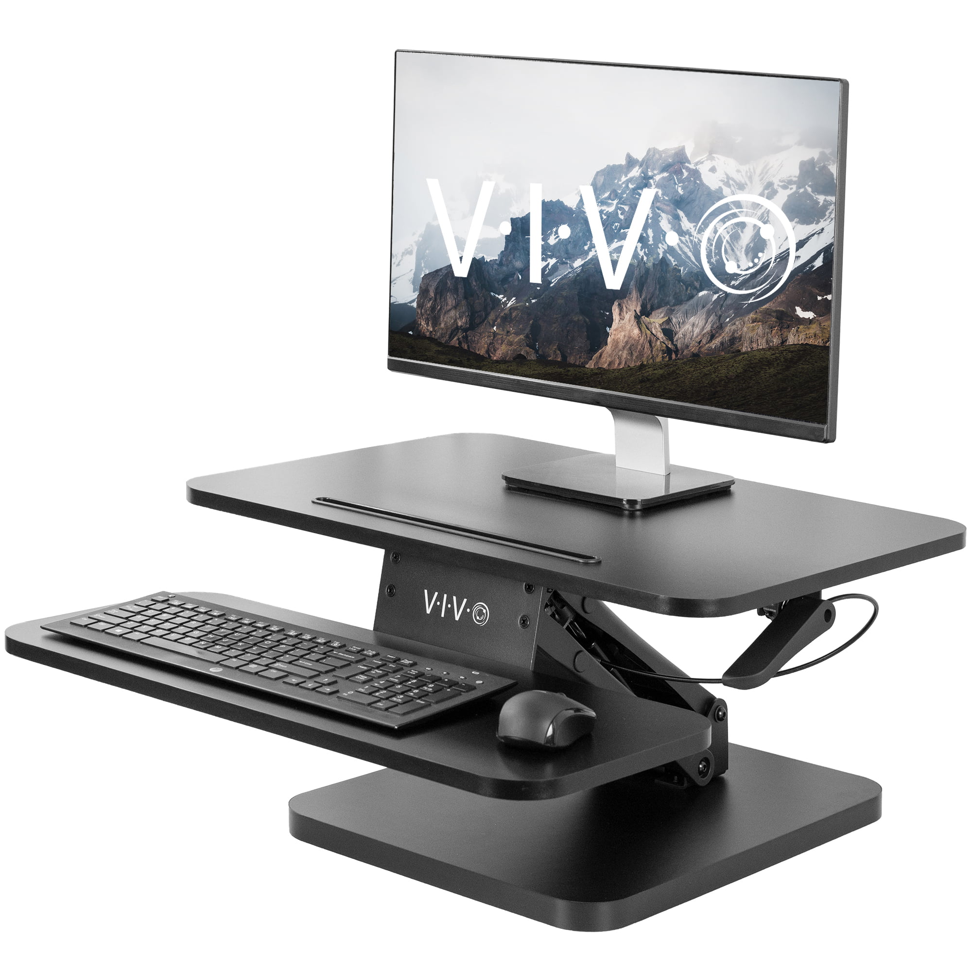 Vivo Small Height Adjustable Standing Desk Gas Spring Monitor Riser 25 Tabletop Sit To Stand Workstation Desk V001g Walmart Com Walmart Com