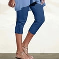 thumbnail image 2 of Women's Capri Pants Summer Solid High Waist Slim Fit Cropped Leggings with Pockets, Elastic Waist Stretchy Soft Fabric, Casual Yoga Workout Gym Lounge Pants for Women, Womens, 2 of 7