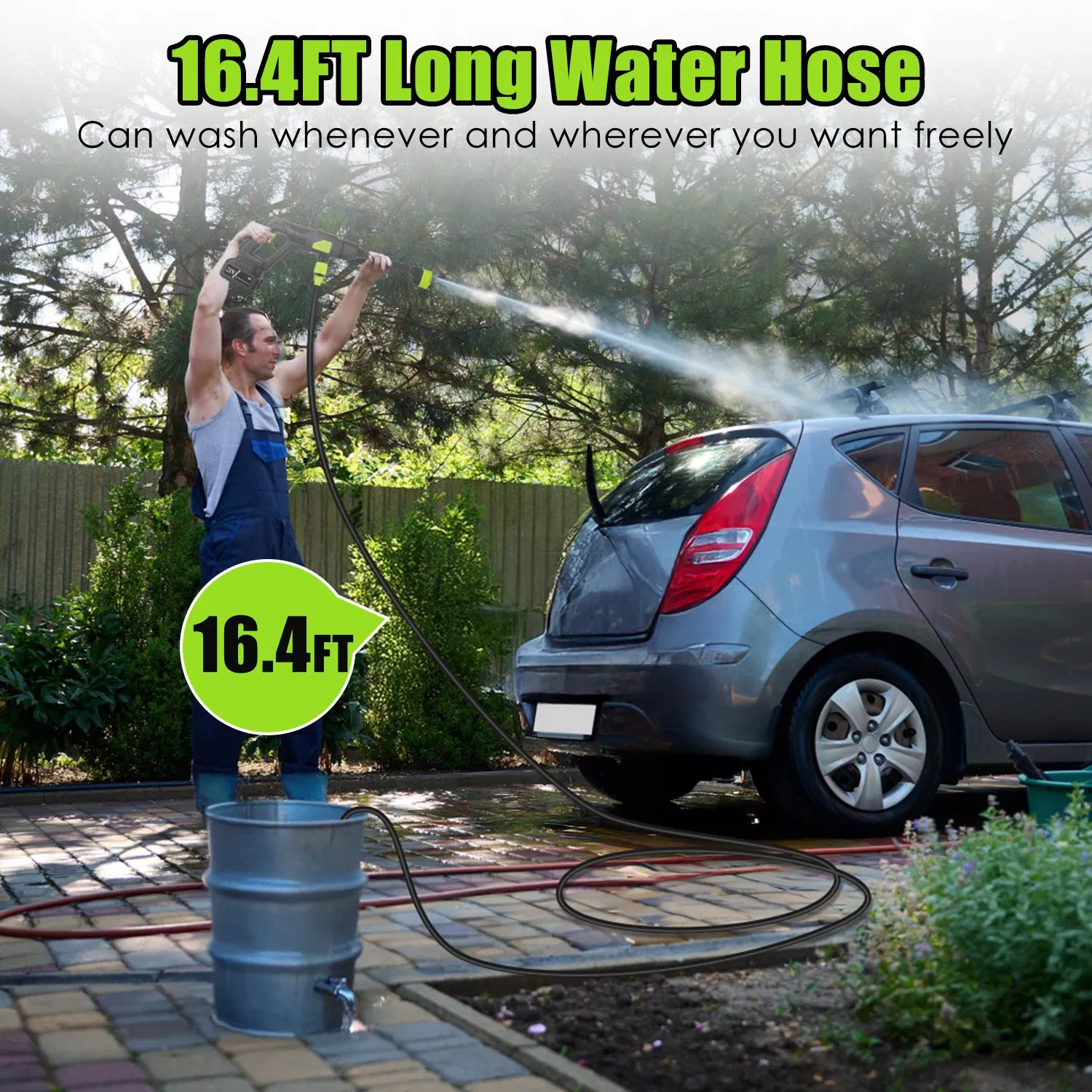 Cordless Pressure Washer Portable Electric Power Washer High Pressure Water Sprayer 435PSI Car Washer Cleaner with 6-in-1 Nozzle Foam Bottle Filter 15000mAh 21V Battery and Charger