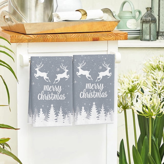 pstuiky Toallas de cocina navideñas con estampado de árbol de Navidad, toallas de mano colgantes de microfibra para baño, hogar, bar y cocina.