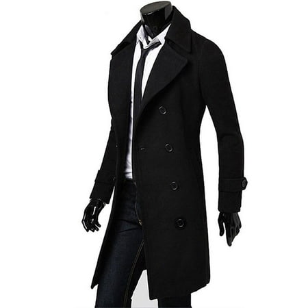 Fashion Mens Trench Coat Warm Thicken Jacket Woolen Peacoat Long Overcoat Tops Canada Fashion Mens Trench Coat Warm Thicken, Slim Fit Trench Coat Mens Ukraine