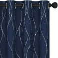 thumbnail image 3 of Deconovo Silver Printed Blackout Curtains - 2 Panels, Wave Dots Pattern, Grommet Top, 52"x108", Thermal Insulated Drapes for Bedroom & Living Room, Navy Blue, 3 of 8