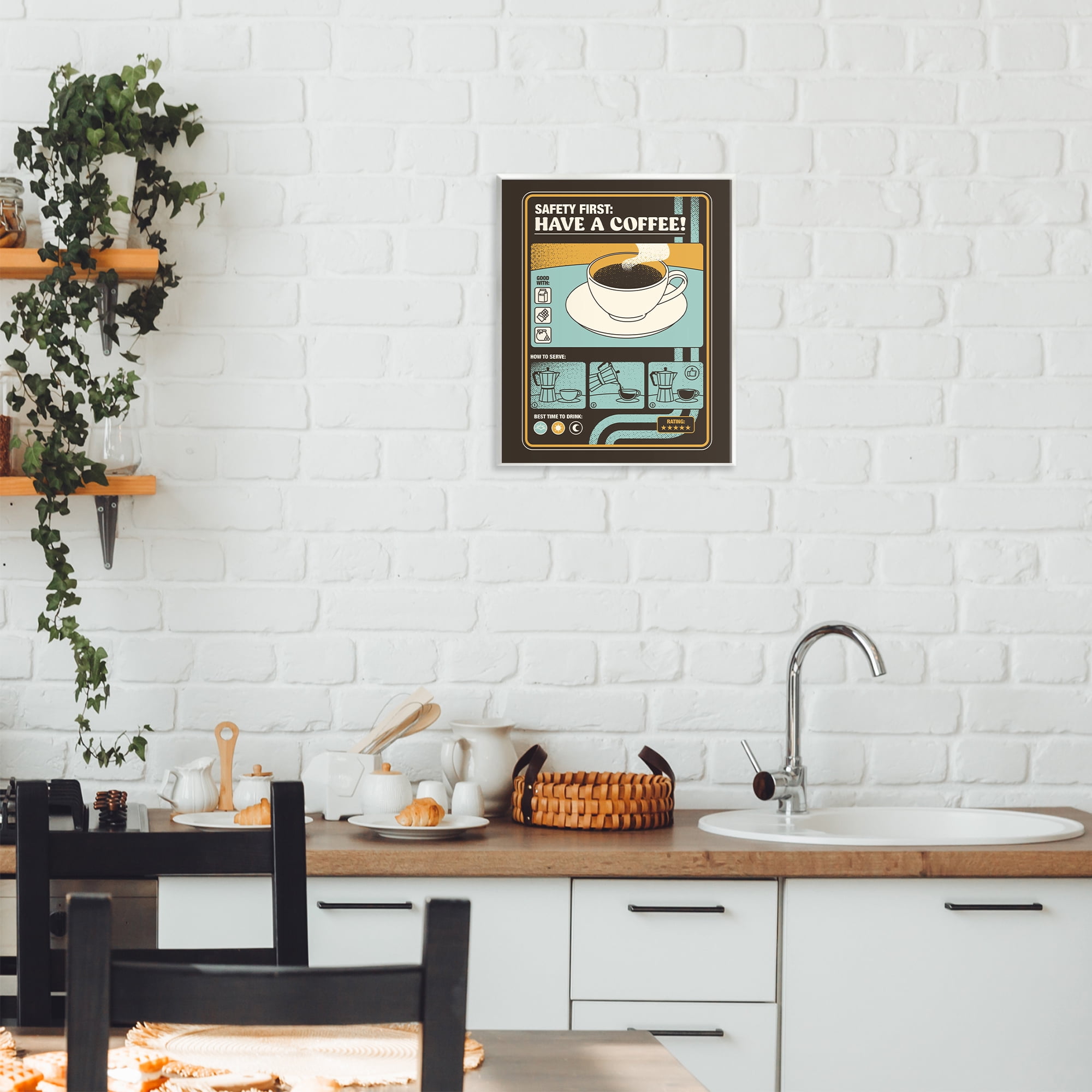 Stupell Industries Safety First Have A Coffee Wall Plaque Art, design by Tobe Fonseca