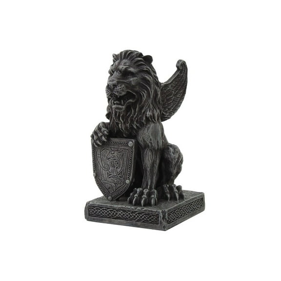 Pacific Giftware Lion Gargoyle with Shield Figurine Statue