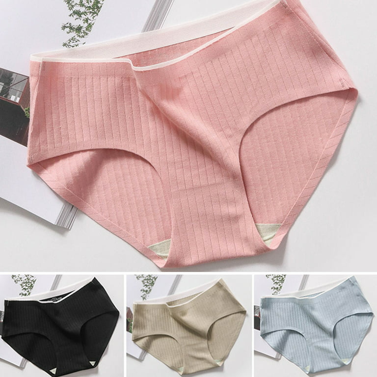 rygai Women Panties Cotton Inner Crotch One-Piece Type Mid Waist Underwear  Close Fit Seamless Briefs Underpants for Sleeping,Skin Color M