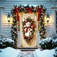 thumbnail image 5 of Cubierta navideña para puerta con diseño de muñeco de nieve | Tela para colgar puertas navideña de 89 x 180 cm | Decoración festiva para pared y puerta con estampado de muñeco de nieve | Tejido d, 5 of 5