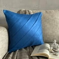 thumbnail image 4 of Pillow Case Covers With Zipper, Blue Handmade Pillowcases 16x16 inch (40x40 cm), Suede Throw Pillows For Couch, Solid Color, Pintucks, Textured, Striped - Contemporary Blue, 4 of 10