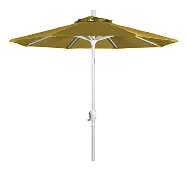 Parasol de Marché en Aluminium de 7,5 Pieds à Inclinaison par Pression Blanc Mat/soleil/jaune Tournesol