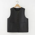 thumbnail image 2 of JGGSPWM Women's Linen Vest Summer Sleeveless Scoop Neck Waistcoat Lightweight Work Casual Cotton Blazer Vest Blue L, 2 of 6