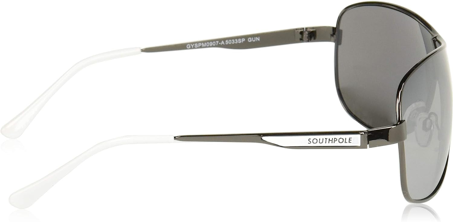 SOUTHPOLE Men's 5033SP Metal Shield UV400 Protective Rectangular Sunglasses, Cool Gifts for Him, 140 mm