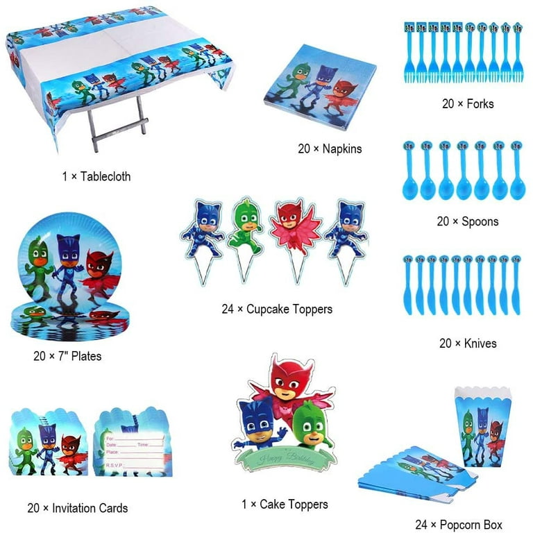 PJ Party Decorations for 20 Guests PJ Masks Decoration Birthday Party Favors - 230 Pcs!