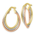 thumbnail image 2 of Leslie's Real 10kt Tri-color Polished and Textured Twisted Hoop Earrings; for Adults and Teens; for Women and Men, 2 of 3