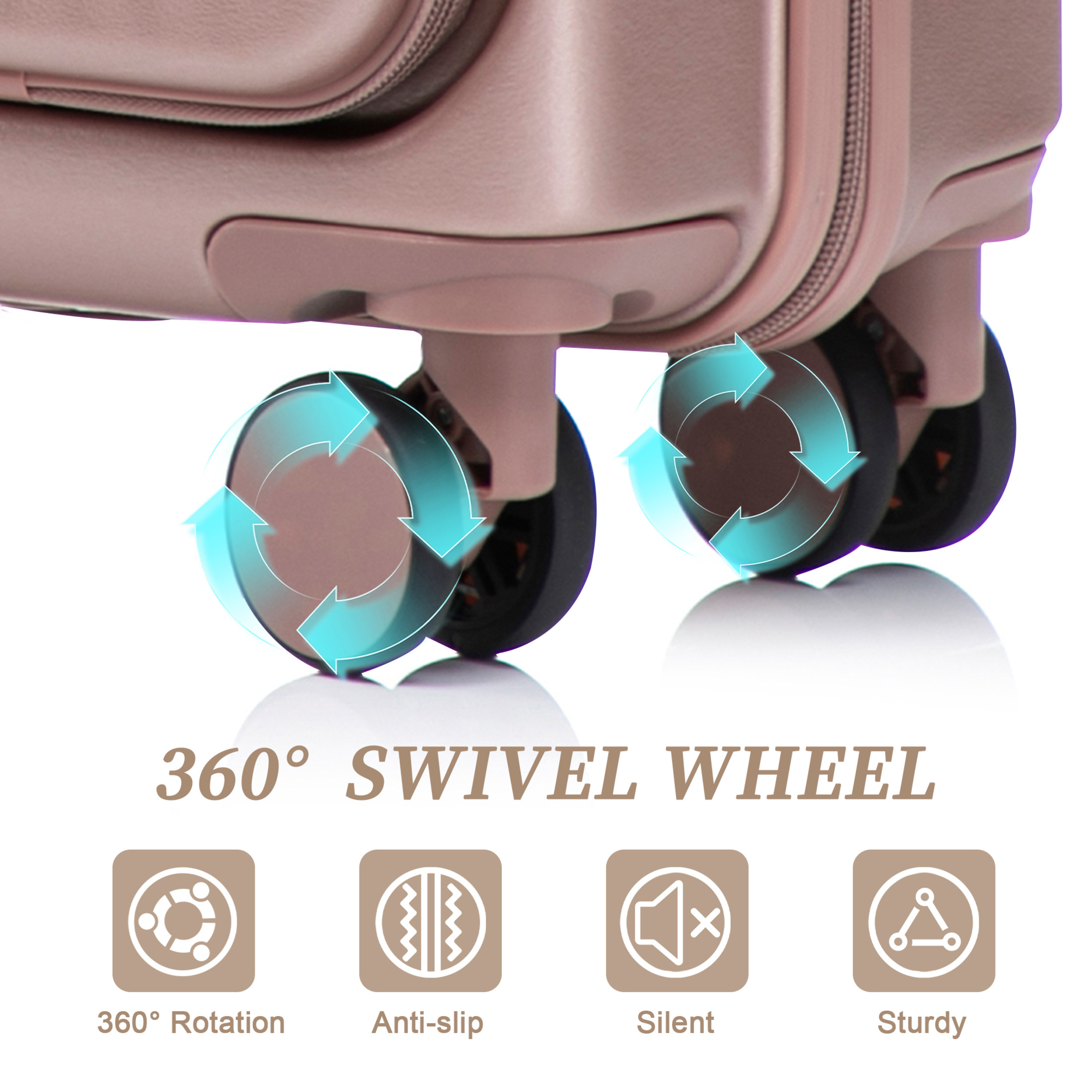 Noble House Lorven 2-Piece ABS Spinner Luggage Set, 20" Carry-On Suitcase and Cosmetic Case, Combination Lock, Champagne