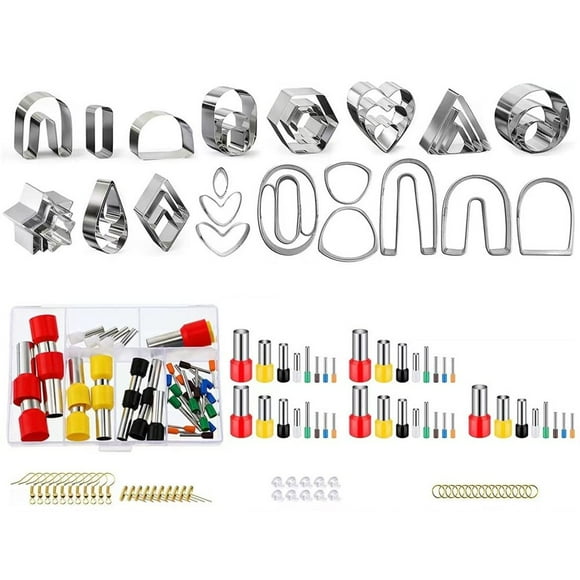 126 Pcs Ensemble de Coupe-Boulettes en Argile pour Fabrication de Bijoux en Argile Polymère Ensemble de Coupe-Boucles en Acier Inoxydable avec 40 Cir