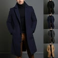 thumbnail image 5 of CENL Long Warm Black Trench Coat Men Single Breasted Luxury Wool Blends Overcoat Top, 5 of 9