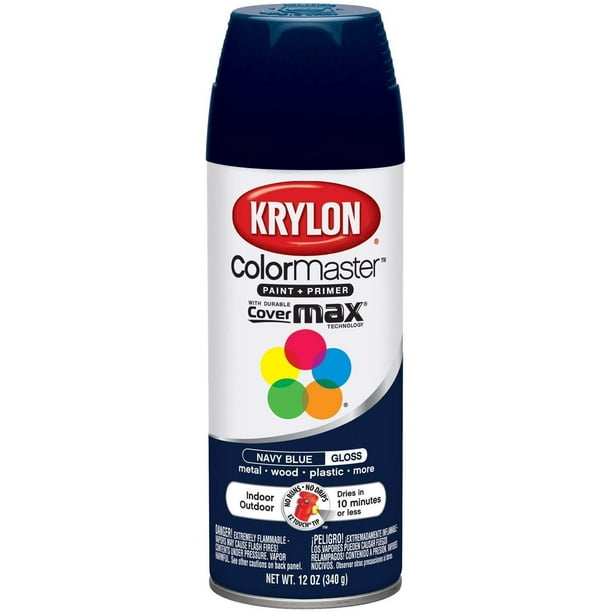 Krylon K05190707 ColorMaster Paint + Primer, Gloss, Navy Blue, 12 oz