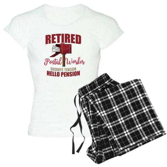 CafePress - Retired Postal Worker Funny Postman Hello Pajamas - Women's Short Sleeve Print T-Shirt and Pants Light Cotton Pajama Set