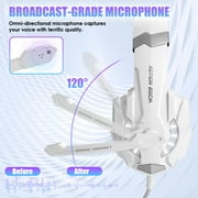 UHM Gaming Headset Wired for PS5 PS4 PC Xbox One Controller,Noise Cancelling Over Ear Headphones with Mic,LED Light,Bass Surround,Soft Memory Earmuffs for Laptop Mac,White