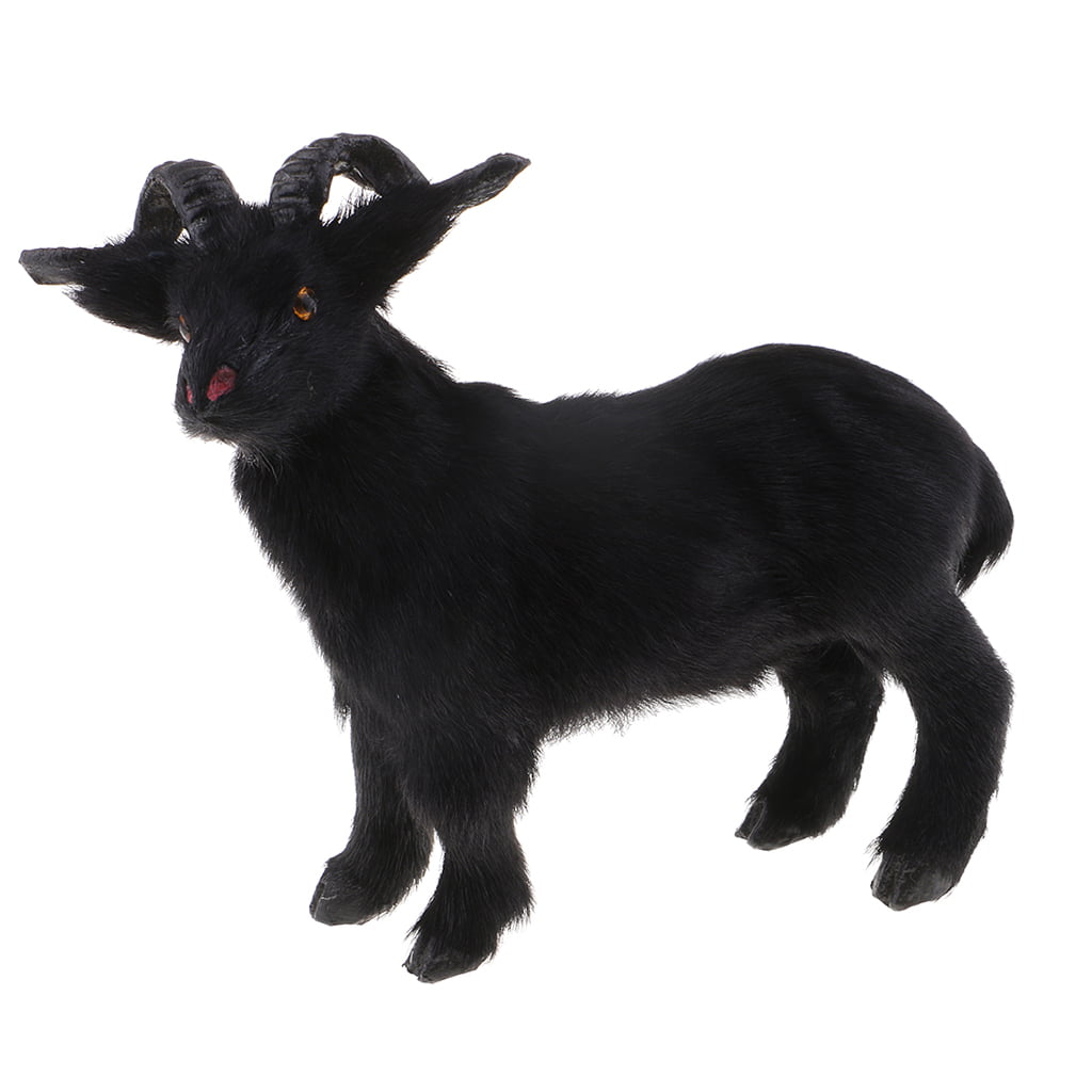 Home Artwork Accessory Plush Goat Sculptures Plush Sheep Kids Toy Black 21cm 