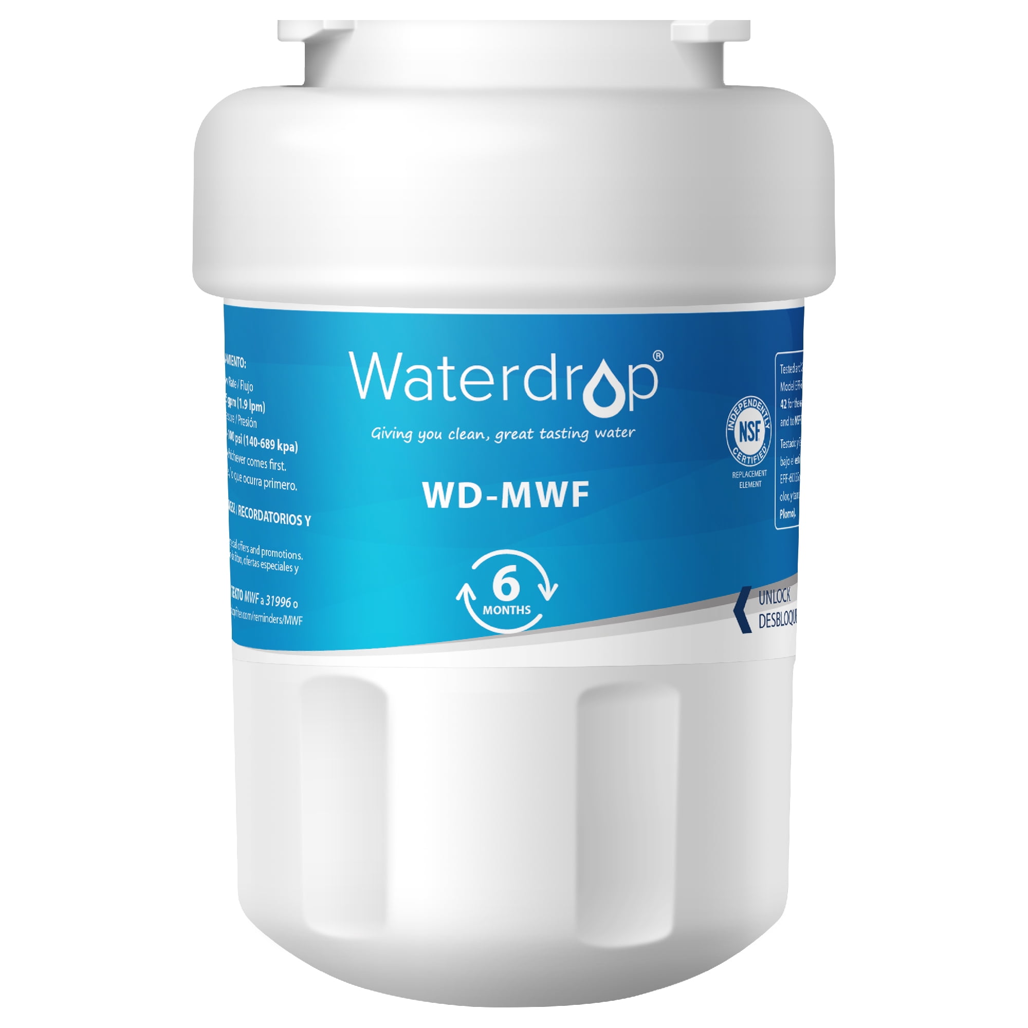 Waterdrop MWF Refrigerator Water Filter, Compatible with GE SmartWater