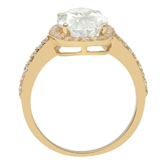 2.27 ct Oval Cut White Sapphire Solitaire with Accents Engagement Ring for Women in 18K Yellow Gold