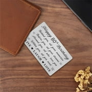 DEGASKEN 80th Birthday Greeting Cards for Men Women, Engraved Metal Wallet Card