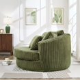 thumbnail image 4 of NkurdSu 61" Oversized Boneless Round Chair, Indoor Deep Seat Cloud Chaise Lounge with 5 Pillows, No Assembly Accent Barrel Chair for Living Room, Bedroom, Green Corduroy, 4 of 6