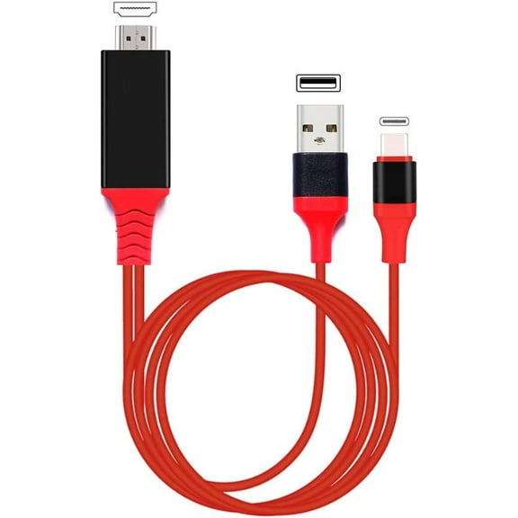 KOMI USB C to HDMI Adapter with USB Cable, Type c to HDMI Adapter 4K 30Hz Compatible with MacBook 2018 iPad Pro,iMac,ChromeBook Pixel,Galaxy S9 Note9 S10 Surface Book Pro- 6.6FT (6.6FT, Red)