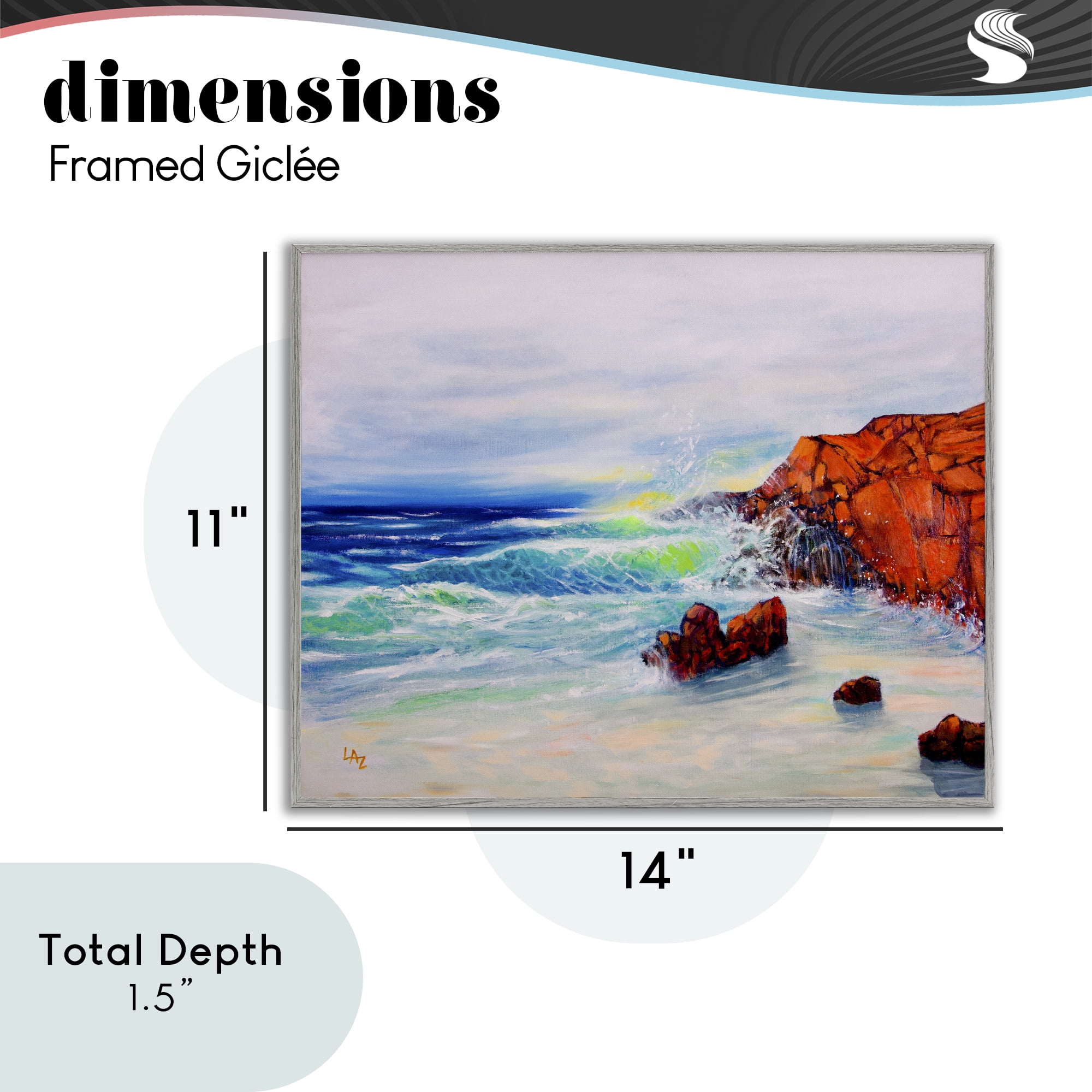 Stupell Industries Deep Blue Rocky Beach Gray Framed Giclee Art, design by Lee Ann Zirbes