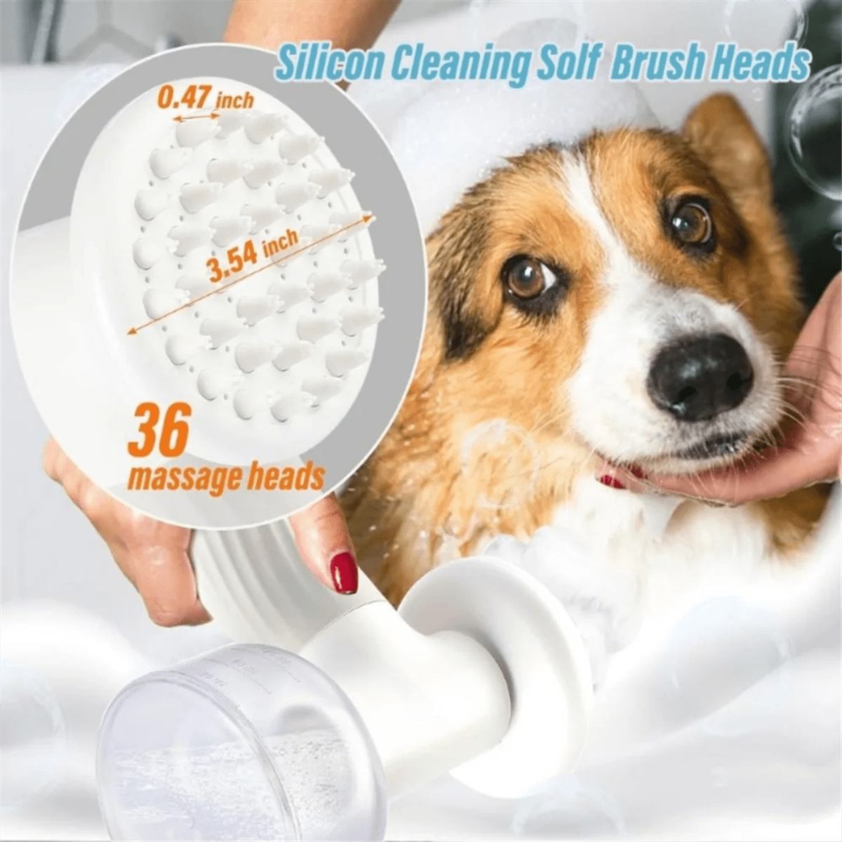 Automatic Foam Soap Dispenser Dog Brush, 2-In-1 Pet Bubble Bath Brush,One-Touch Bubble Dog Bath Brush Scrubber