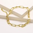 thumbnail image 4 of Collar y pulsera con clip de papel dorado para mujer, chapado en oro de 14 k ajustable, 4 of 5