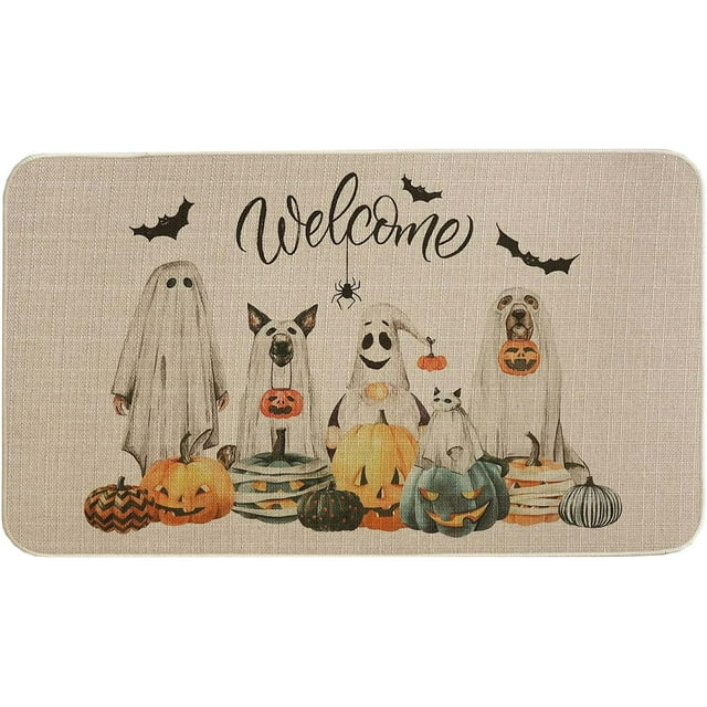 24X16 Inch Halloween Decor Mat Fade Resistant Polyester Fiber For Patio Deck Mudroom Holiday Decoration D