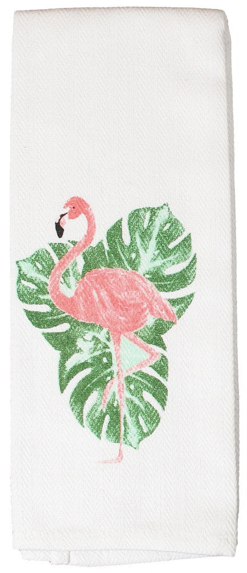Oldehall Pack of Four - Vibrant and Colorful Flamingo Kitchen Towels/Flamingo Tea Towels for Daily Use & Home Decoration Yellow Design