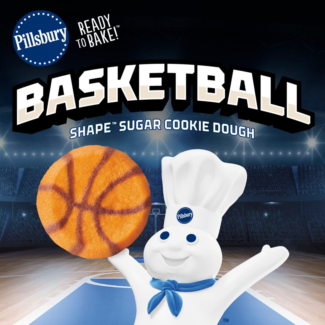 Pillsbury Ready to Bake Basketball Shape Sugar Cookie Dough, 20 Pre-Cut Cookies, 9.1 oz