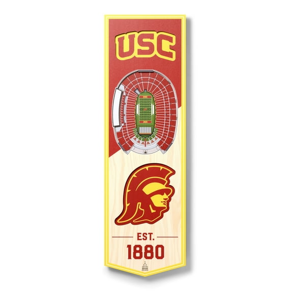 YouTheFan 953494 6 x 19 in. NCAA USC Trojans 3D Stadium Banner - Memorial Coliseum