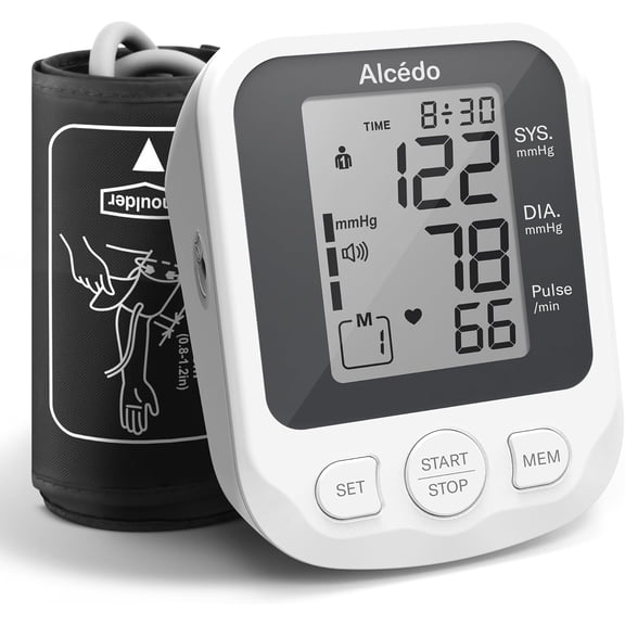 Alcedo Blood Pressure Monitor for Home Use, Accurate Upper Arm BP Machine with Large Cuff, Alarm Reminder, 2 x 120 Memory, Talking Function, FSA/HSA Eligible