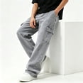 thumbnail image 7 of Cethrio Teen Boys Cargo Jeans, Relaxed Fit Straight Leg School Casual Denim Pants with Pockets Gray Size 15-16T, 7 of 7