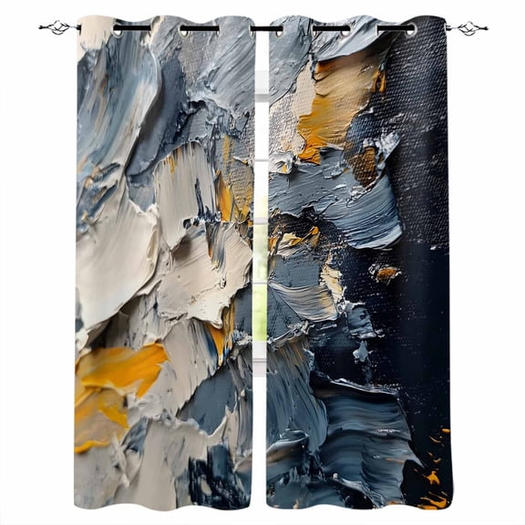Abstract Ombre Blackout Curtains for Bedroom Living Room Darkening Curtains 84 Inch Length 2 Panels Set Modern Farmhouse Chic Oil Painting Window Curtain Window Treatment Grommet Drapes 42"x84"