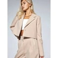 thumbnail image 4 of 2 Piece Outfits for Women Dressy Blazer Jackets High Waisted Straight Leg Pants Suits Set Business Casual Apricot M, 4 of 9