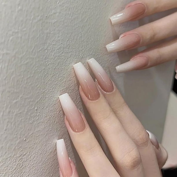 24pcs Extra Long Press On Fake Nails, Pure Color False Nails Glossy Artificial Acrylic Nails For Women & Girls(nude Pink).note:no Glue.