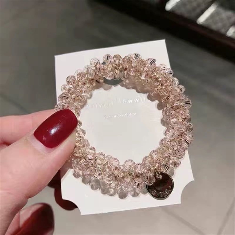 Fashion Crystal Pearls Hair Bands Handmade Elastic Beaded Women Girls Ponytail Holders Hair Ties Hair Accessories Wholesale