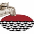 thumbnail image 2 of Round Area Rug 4ft, Abstract Geometric Waves Stripe Non-Slip Non-Shedding Floor Mat, Simple Red Stripes Washable Sturdy Carpet for Living Room Bedroom Home Decor, 2 of 9